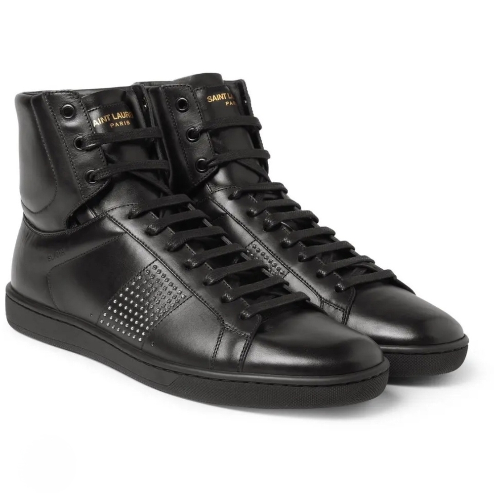 Saint Laurent Black Leather High-Top Sneakers